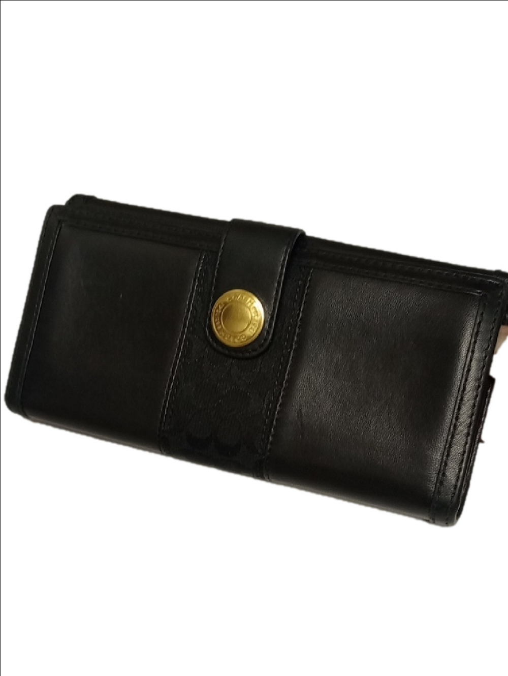 COACH VINTAGE 90'S EARLY Y2K BLACK LEATHER TWO SIDED MONOGRAM WALLET - Picture 5 of 14